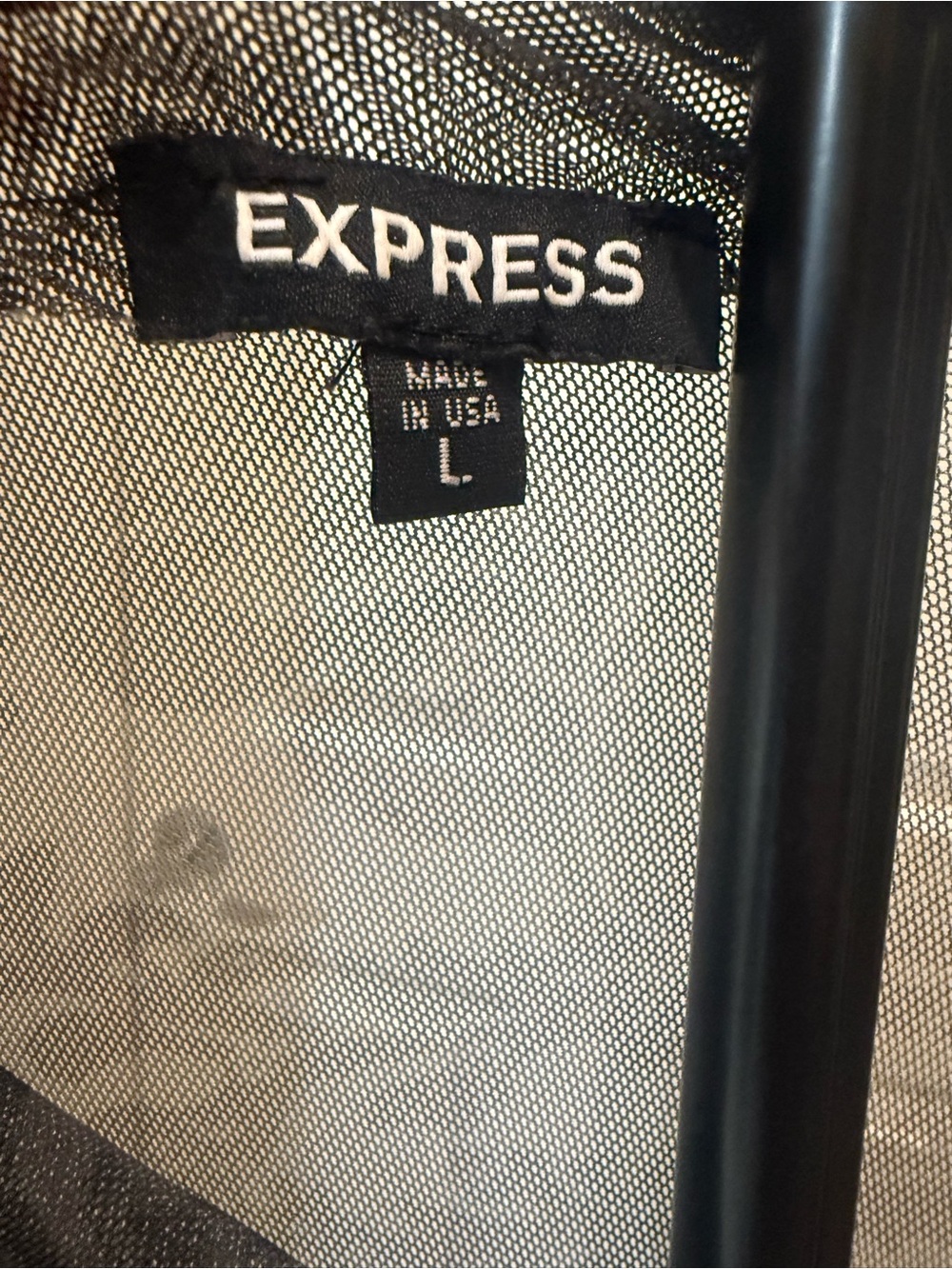 Express Black Sheer Draped Long Sleeve Top with Subtle Floral Jacquard - Picture 3 of 3